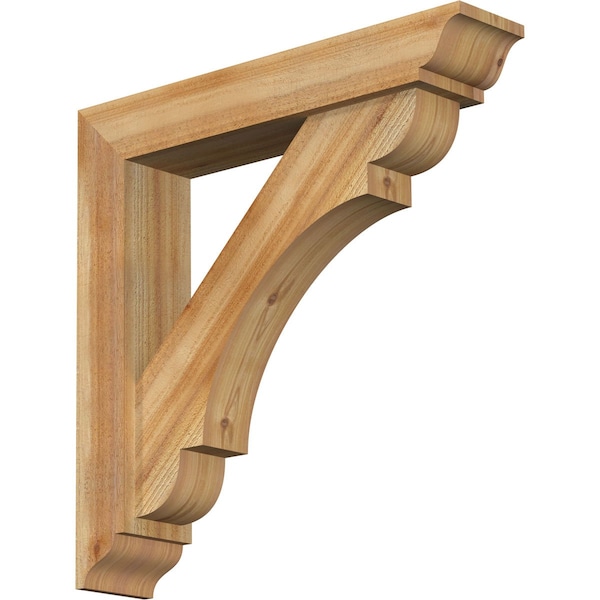Ekena Millwork Olympic Traditional Rough Sawn Bracket w/ Offset Brace, Western Red Cedar, 6"W x 30"D x 30"H BKT0604X30X30OLY01RWR - main